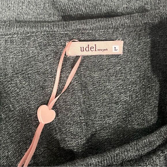 NEW Udel New York Charcoal Grey Knit Pleated Collar Long Sleeve Top Size Large - Picture 8 of 9